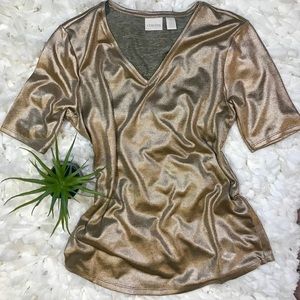 Chico’s Gold Metallic T-Shirt